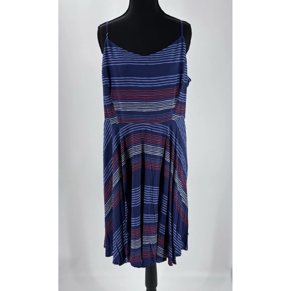Old Navy Sleeveless Spaghetti Strap Sundress XL Striped Patriotic Red White Blue
